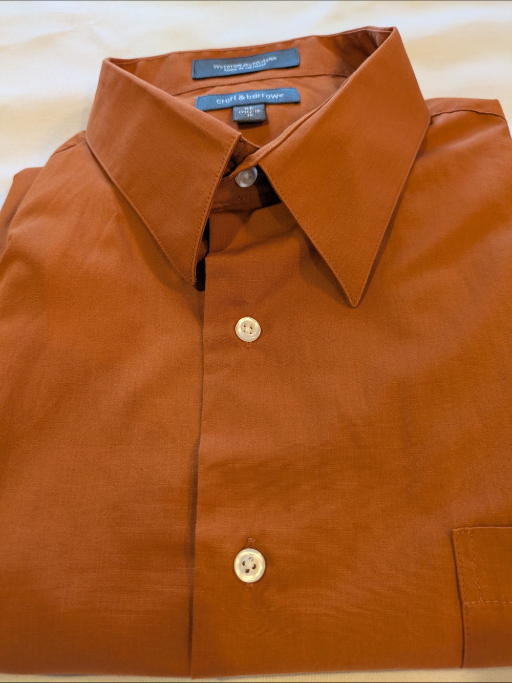 Croft & Barrow Men's Button-Down Shirt — Rust Brown Size 17-1/2